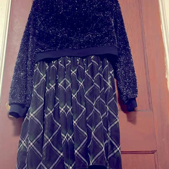 Navy Blue Plaid Dress - Picture 5 of 5